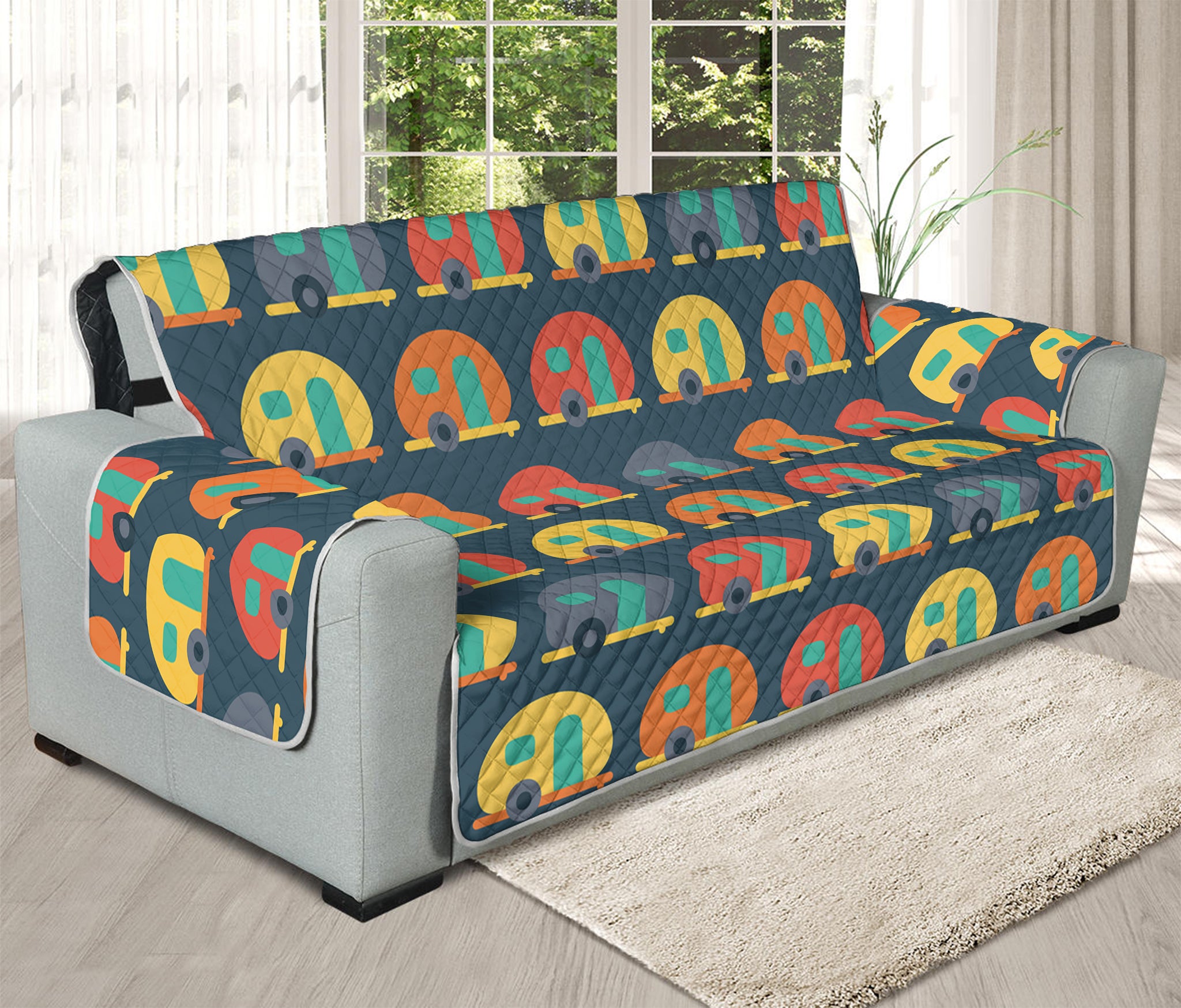 Camping Van Pattern Print Oversized Sofa Protector