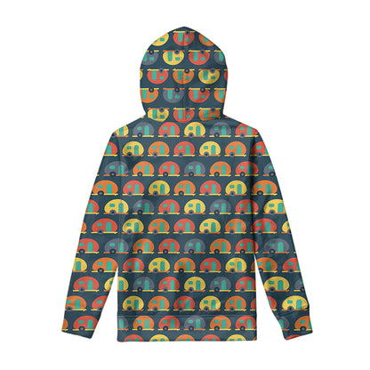 Camping Van Pattern Print Pullover Hoodie