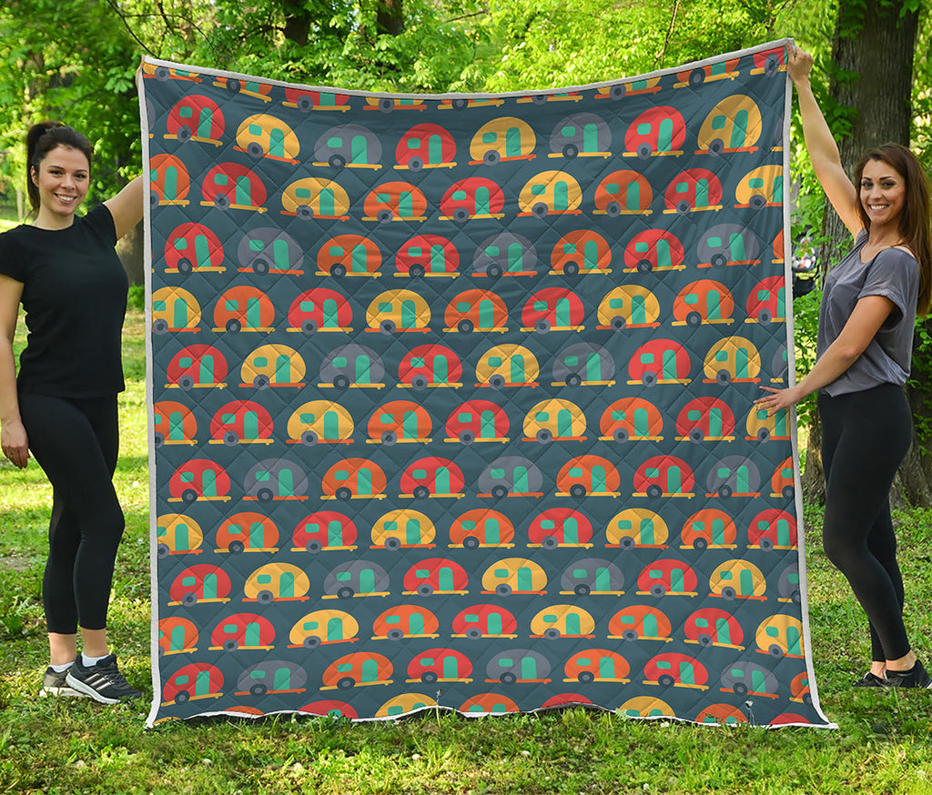 Camping Van Pattern Print Quilt