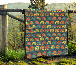 Camping Van Pattern Print Quilt