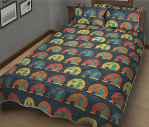 Camping Van Pattern Print Quilt Bed Set