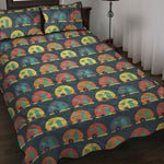 Camping Van Pattern Print Quilt Bed Set