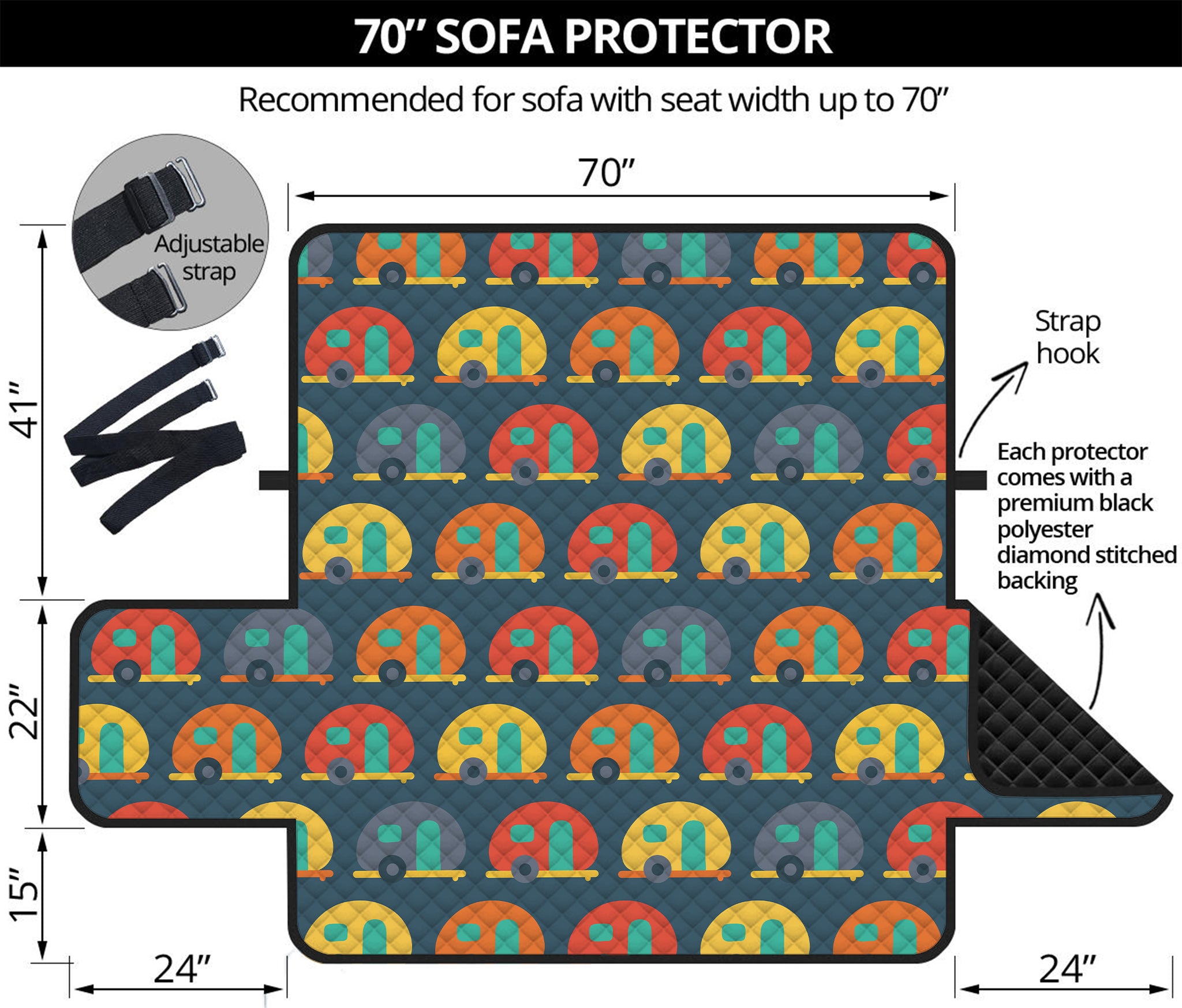 Camping Van Pattern Print Sofa Protector