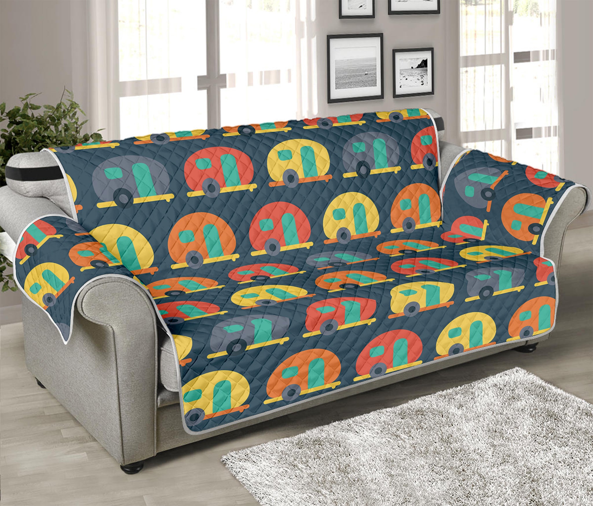 Camping Van Pattern Print Sofa Protector