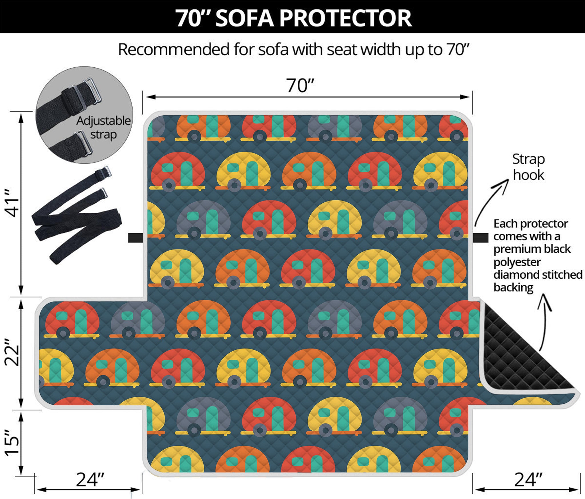 Camping Van Pattern Print Sofa Protector