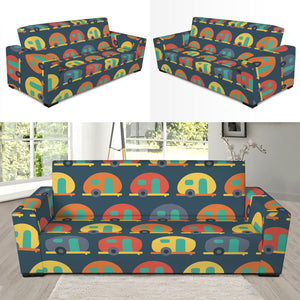 Camping Van Pattern Print Sofa Slipcover