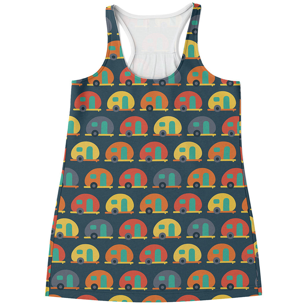 Camping Van Pattern Print Women's Racerback Tank Top