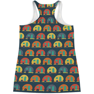 Camping Van Pattern Print Women's Racerback Tank Top