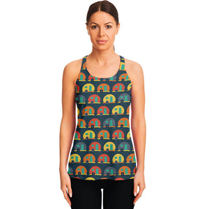 Camping Van Pattern Print Women's Racerback Tank Top