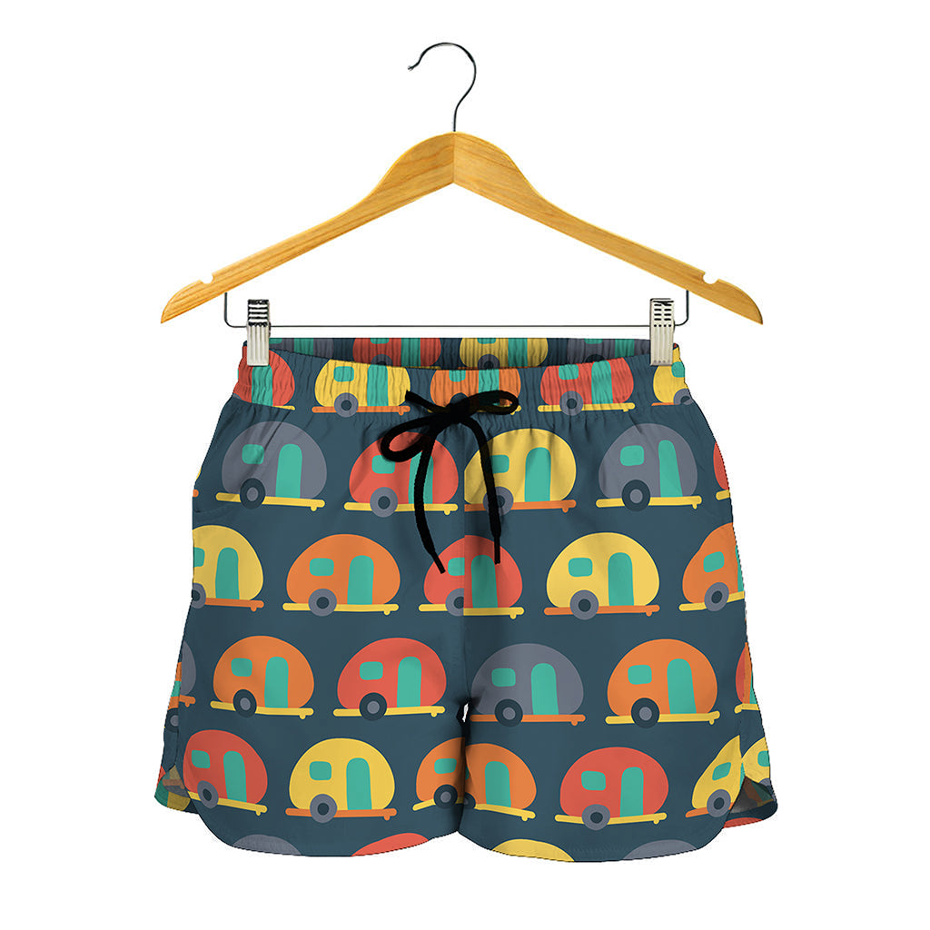 Camping Van Pattern Print Women's Shorts