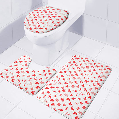 Canada Country Pattern Print 3 Piece Bath Mat Set