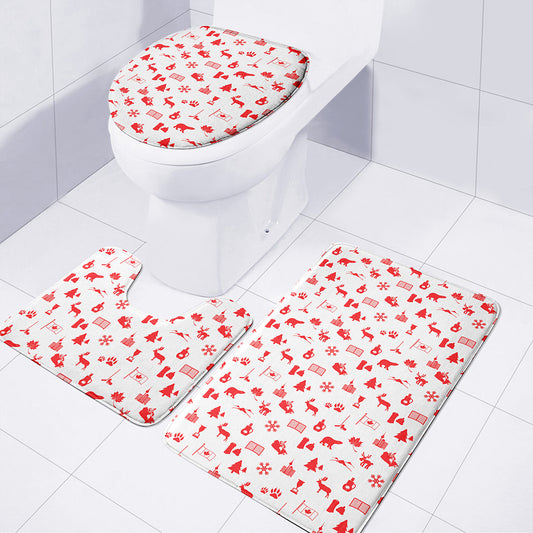 Canada Country Pattern Print 3 Piece Bath Mat Set