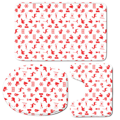 Canada Country Pattern Print 3 Piece Bath Mat Set
