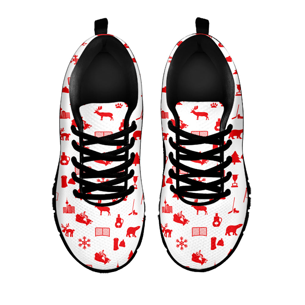 Canada Country Pattern Print Black Sneakers