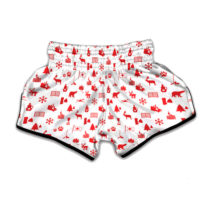 Canada Country Pattern Print Muay Thai Boxing Shorts