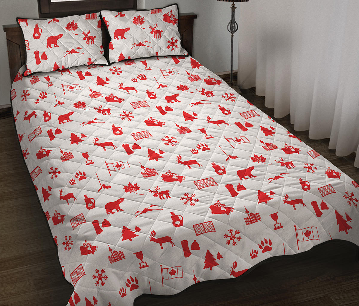 Canada Country Pattern Print Quilt Bed Set
