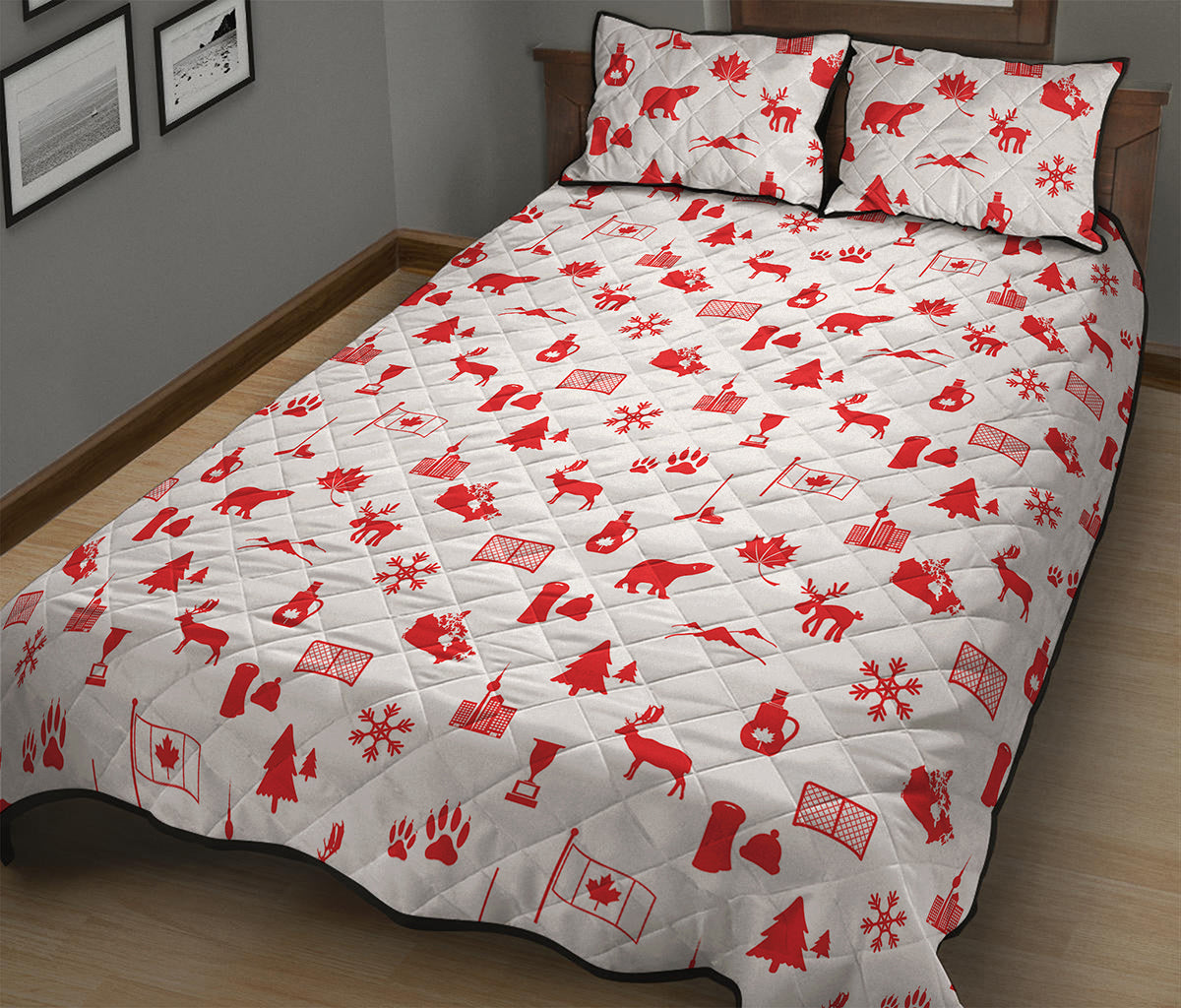 Canada Country Pattern Print Quilt Bed Set