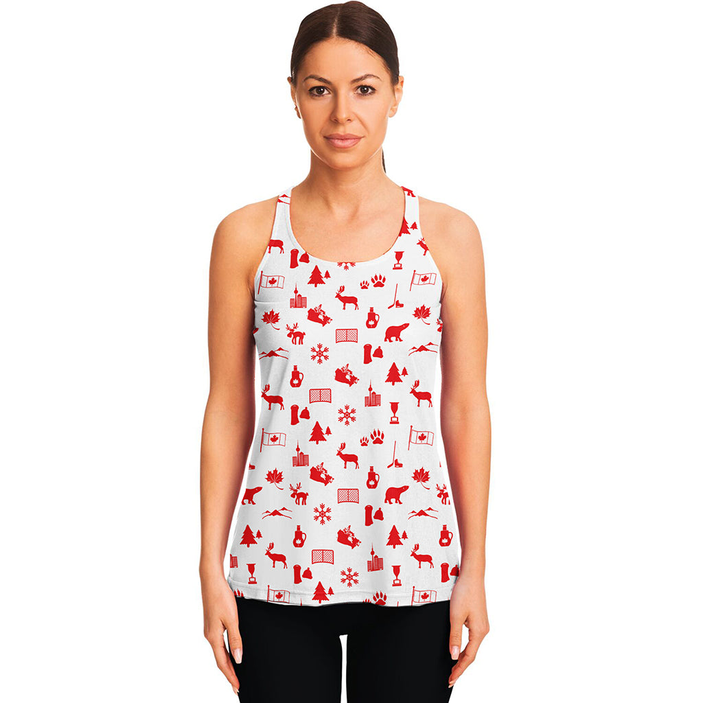 Canada Country Pattern Print Women's Racerback Tank Top