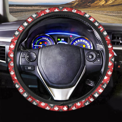 Canada Maple Leaf Pattern Print Car Steering Wheel Cover