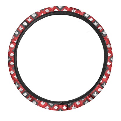 Canada Maple Leaf Pattern Print Car Steering Wheel Cover