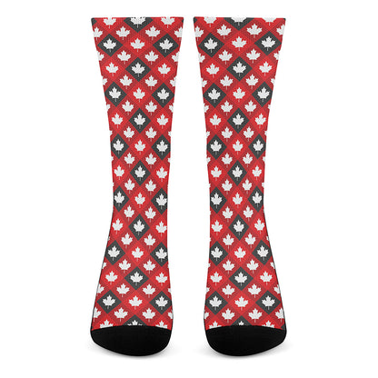 Canada Maple Leaf Pattern Print Crew Socks