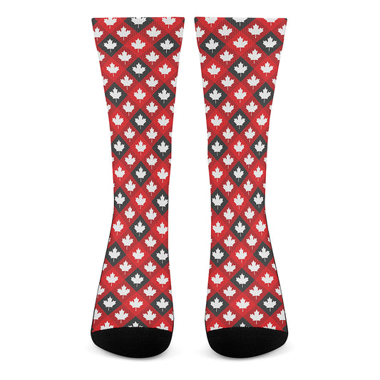 Canada Maple Leaf Pattern Print Crew Socks