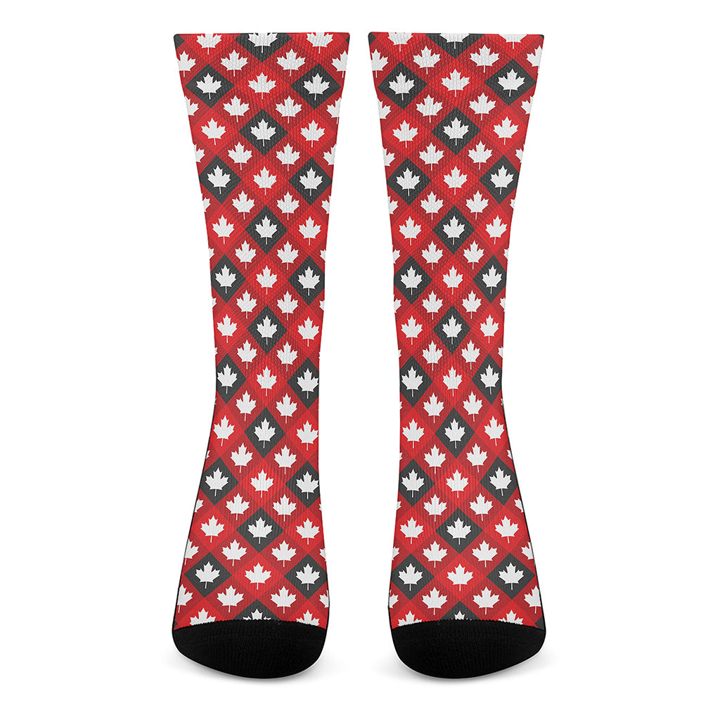 Canada Maple Leaf Pattern Print Crew Socks