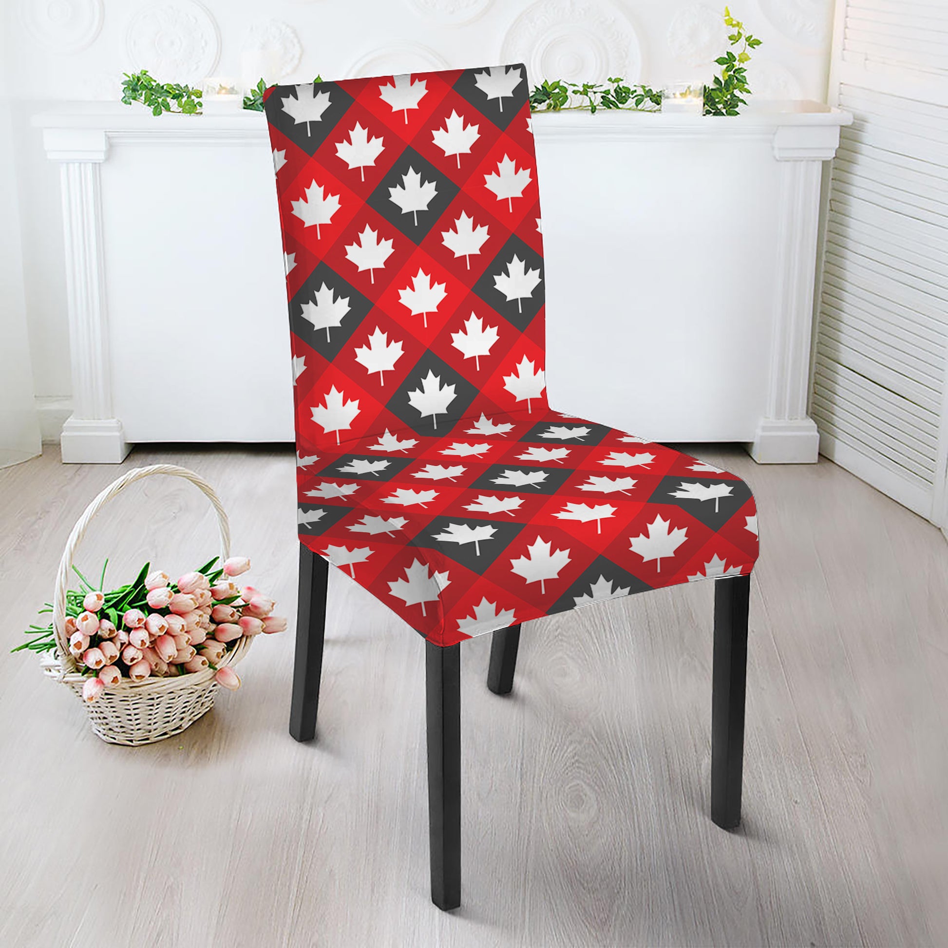 Canada Maple Leaf Pattern Print Dining Chair Slipcover