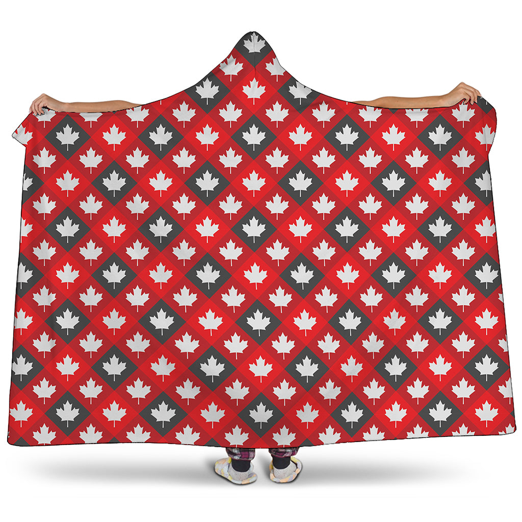 Canada Maple Leaf Pattern Print Hooded Blanket