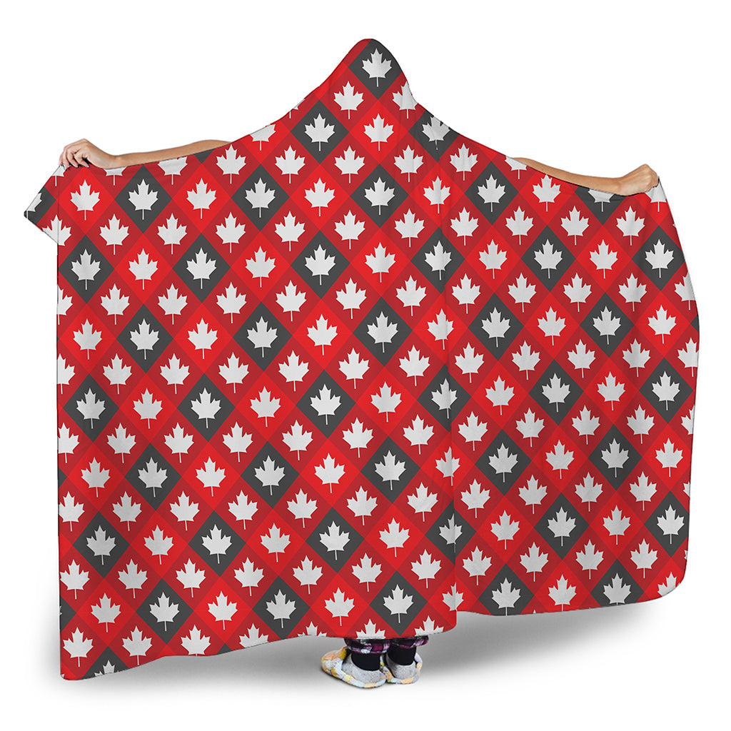 Canada Maple Leaf Pattern Print Hooded Blanket
