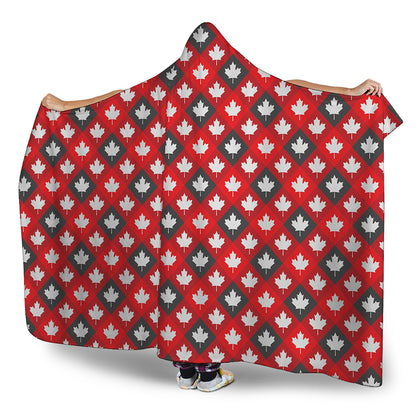 Canada Maple Leaf Pattern Print Hooded Blanket