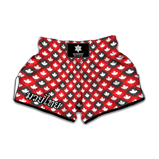 Canada Maple Leaf Pattern Print Muay Thai Boxing Shorts