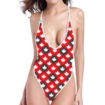 Canada Maple Leaf Pattern Print One Piece High Cut Swimsuit
