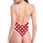 Canada Maple Leaf Pattern Print One Piece High Cut Swimsuit