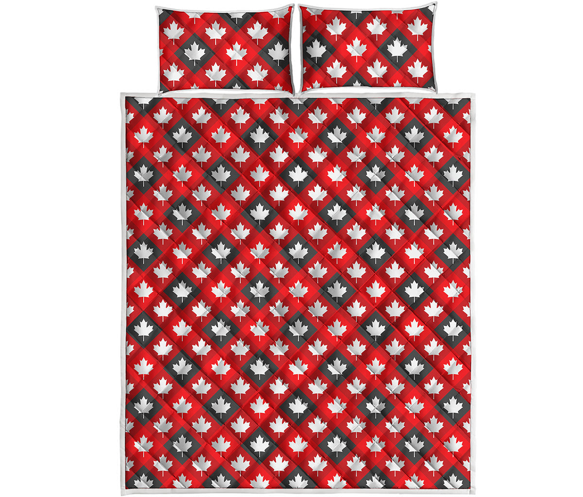 Canada Maple Leaf Pattern Print Quilt Bed Set