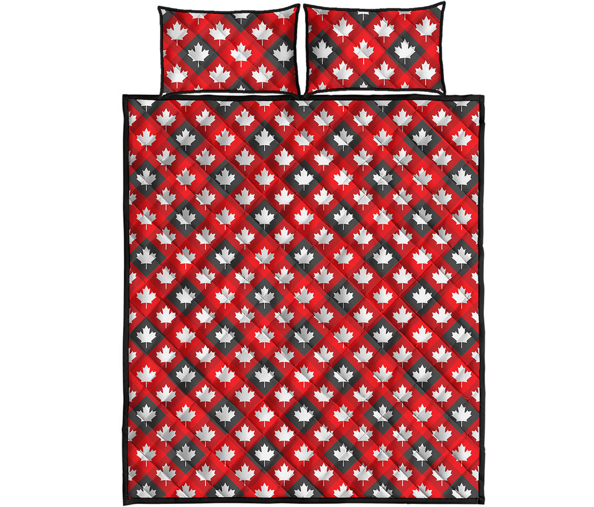 Canada Maple Leaf Pattern Print Quilt Bed Set