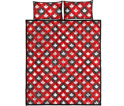 Canada Maple Leaf Pattern Print Quilt Bed Set