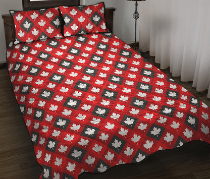 Canada Maple Leaf Pattern Print Quilt Bed Set