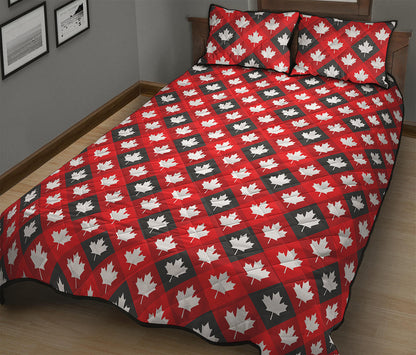 Canada Maple Leaf Pattern Print Quilt Bed Set
