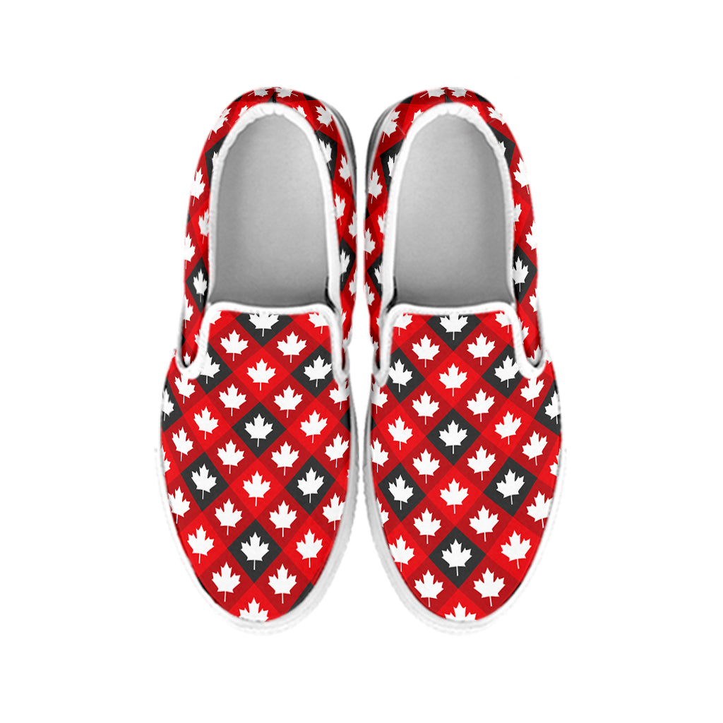 Canada Maple Leaf Pattern Print White Slip On Shoes