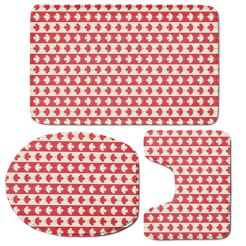 Canadian Maple Leaf Pattern Print 3 Piece Bath Mat Set