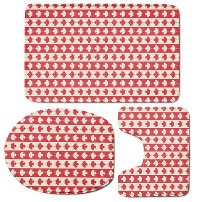 Canadian Maple Leaf Pattern Print 3 Piece Bath Mat Set