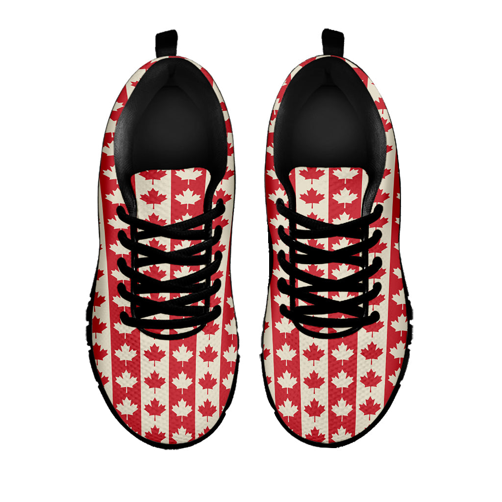 Canadian Maple Leaf Pattern Print Black Sneakers