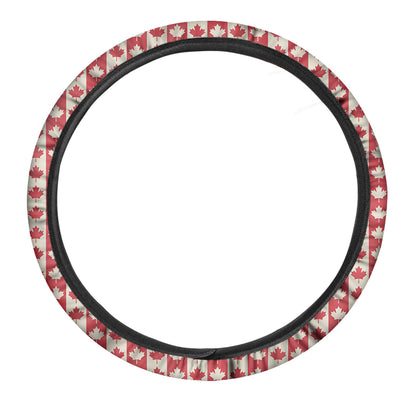 Canadian Maple Leaf Pattern Print Car Steering Wheel Cover