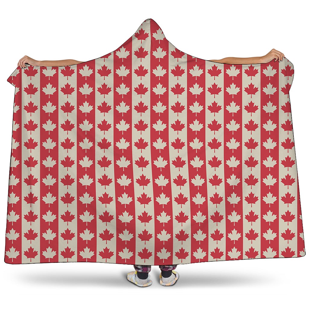 Canadian Maple Leaf Pattern Print Hooded Blanket