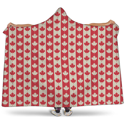 Canadian Maple Leaf Pattern Print Hooded Blanket