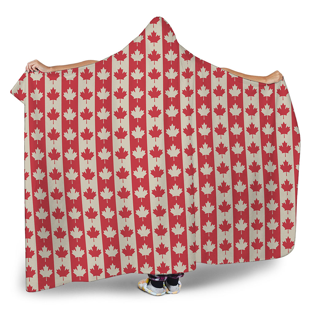 Canadian Maple Leaf Pattern Print Hooded Blanket