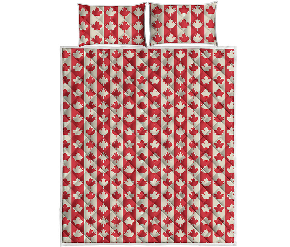 Canadian Maple Leaf Pattern Print Quilt Bed Set