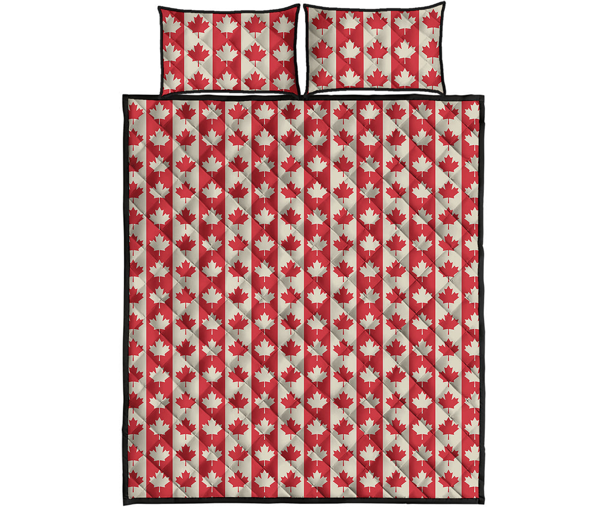 Canadian Maple Leaf Pattern Print Quilt Bed Set