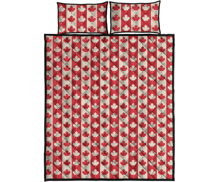 Canadian Maple Leaf Pattern Print Quilt Bed Set